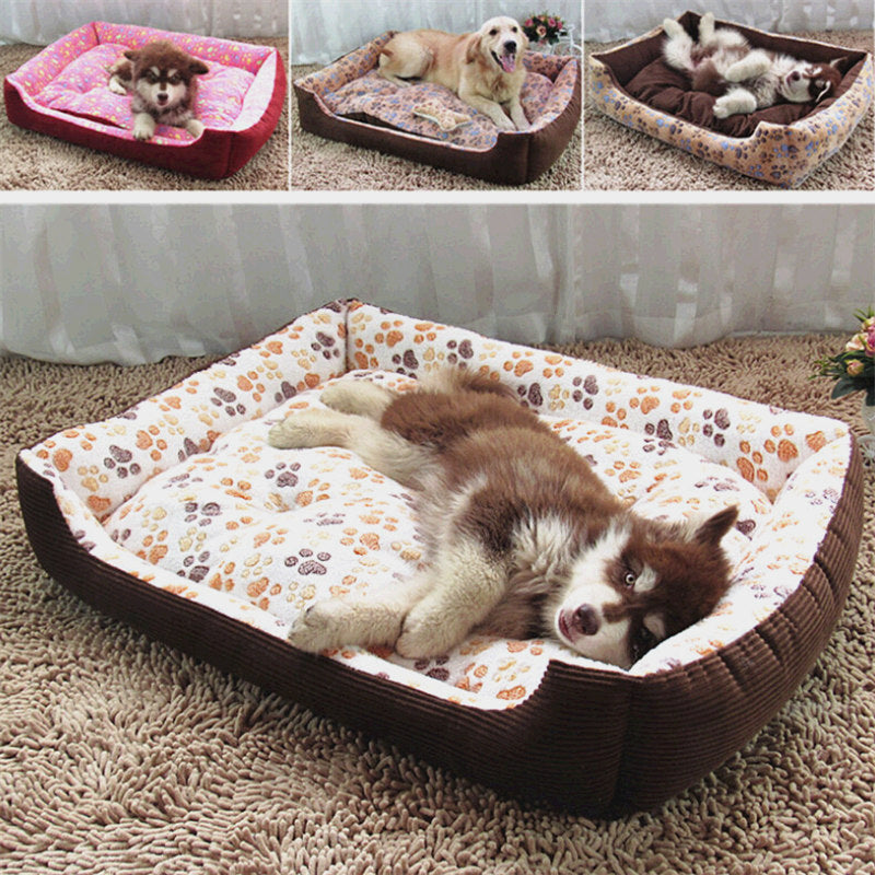 Pet Dog Beds Mats Soft Plush Warm Sofa Kennel Sleep Basket
