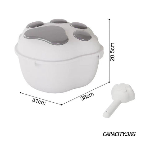 Dog Food Storage Container Claw Pet Grain Bucket With Cute Lid