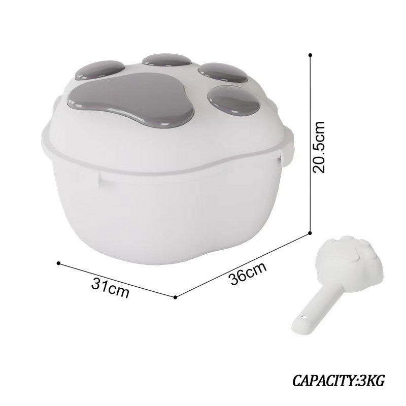 Dog Food Storage Container Claw Pet Grain Bucket With Cute Lid