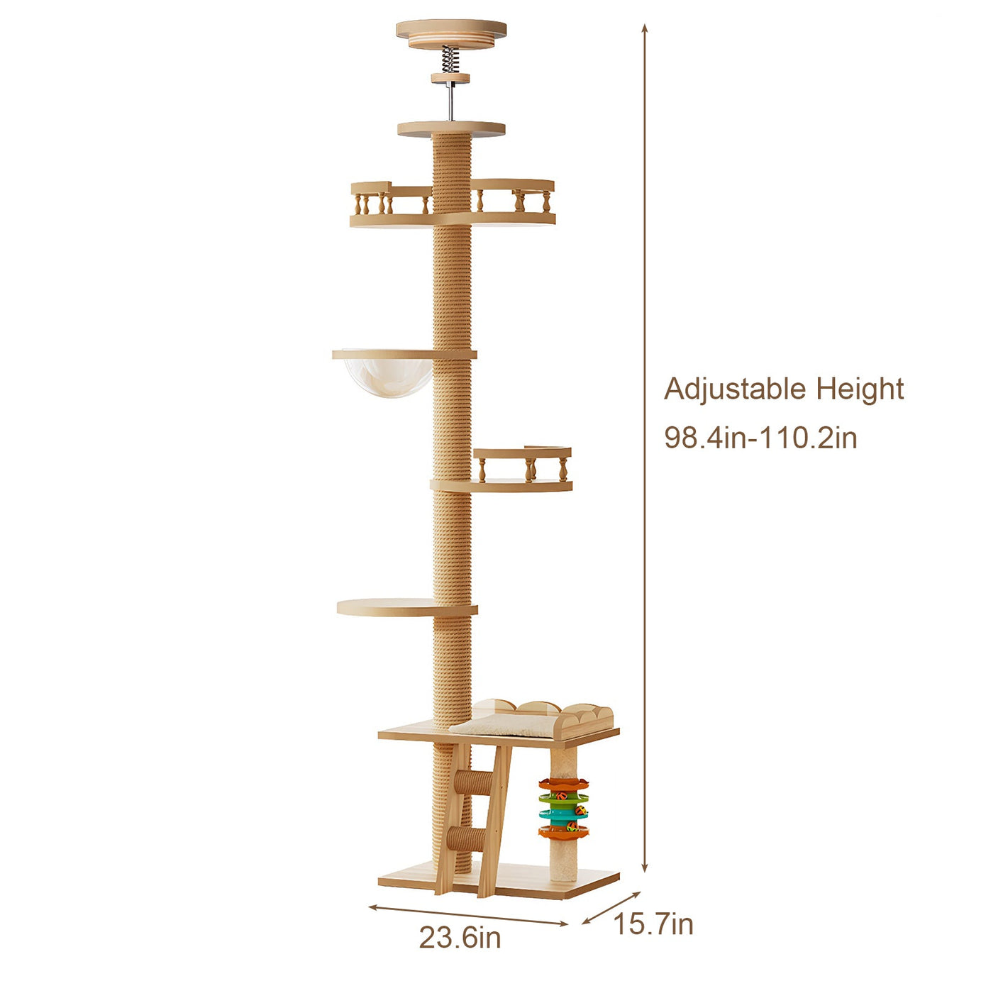 Adjustable Height Floor-to-ceiling Cat Tree Made Of Mdf Board Tall