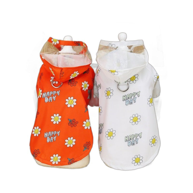 Dog Raincoat Pet Clothing Two Feet With Pull Ring Traction