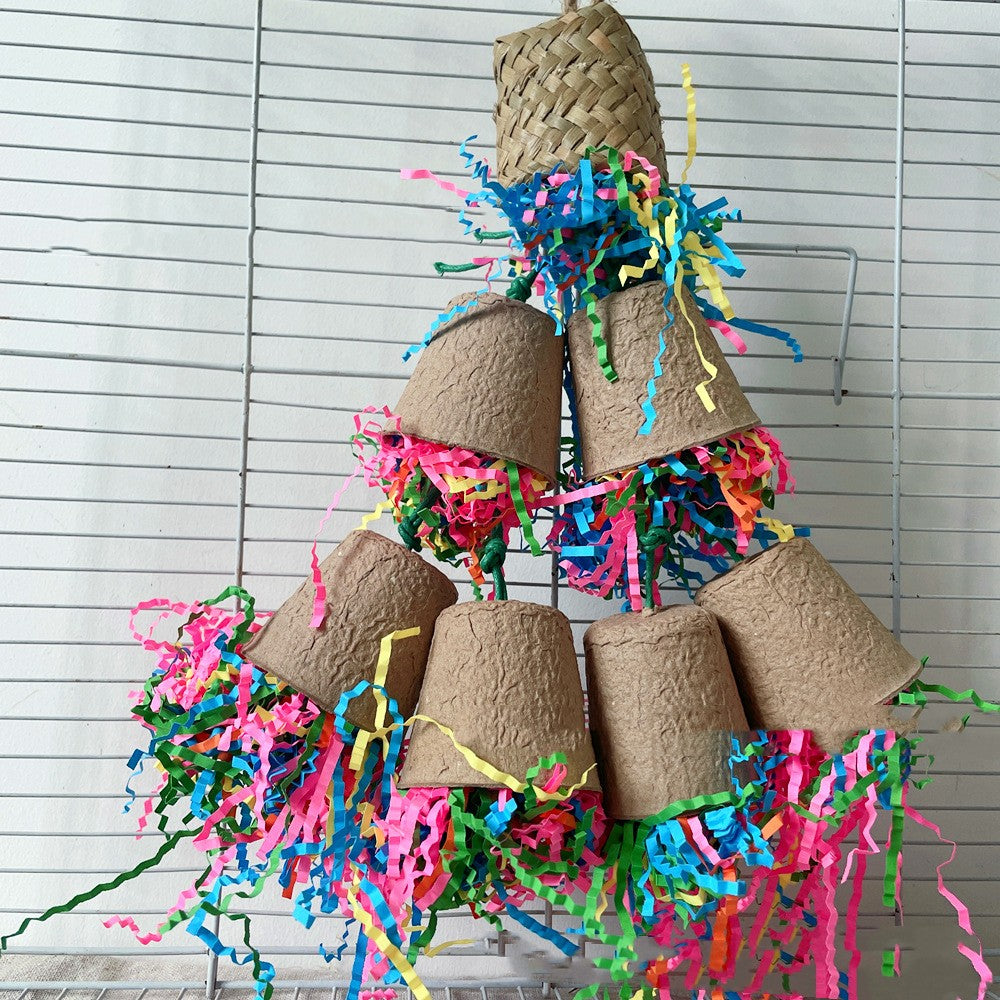 Parrot Paper Cup Palm Weaving Gnawing Toy