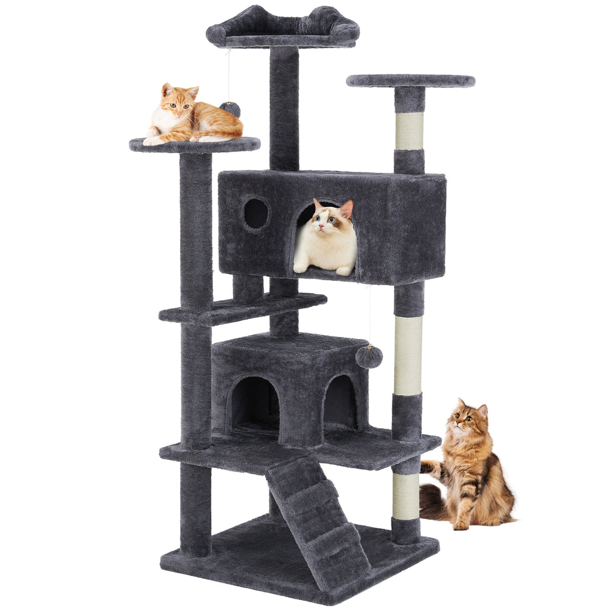 Large Cat Tree Tower 62-70-80 Cats Multi Level With Scratching Post