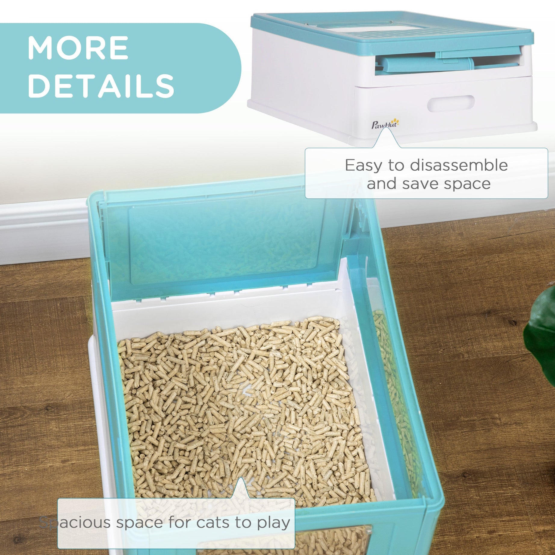 Hooded Cat Litter Box Portable Pet Toilet With Scoop Front Entry