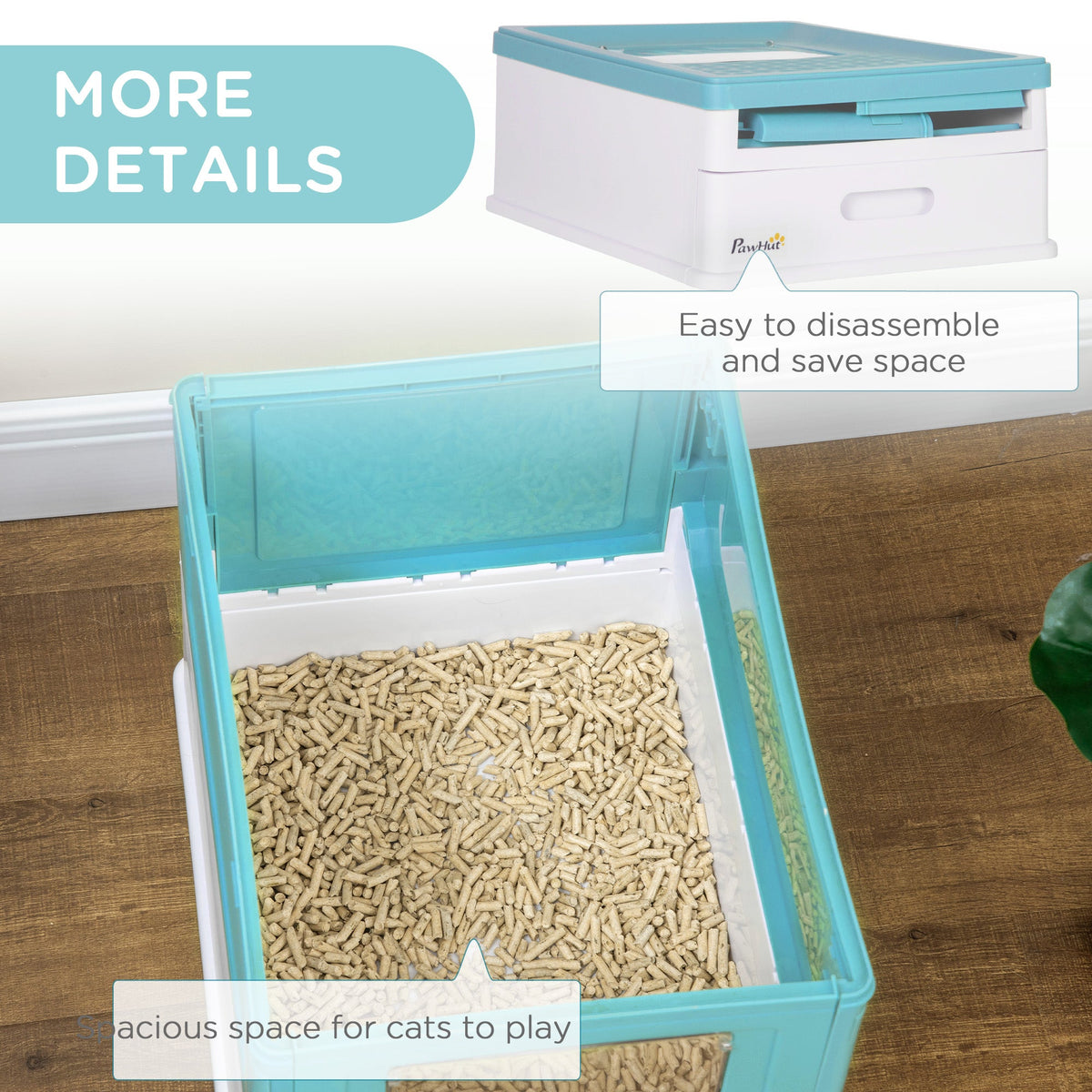 Hooded Cat Litter Box Portable Pet Toilet With Scoop Front Entry