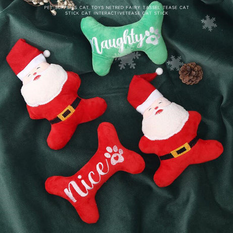Christmas Dog Plush Sounding Puppy Pets Toy Santa Claus Decorations