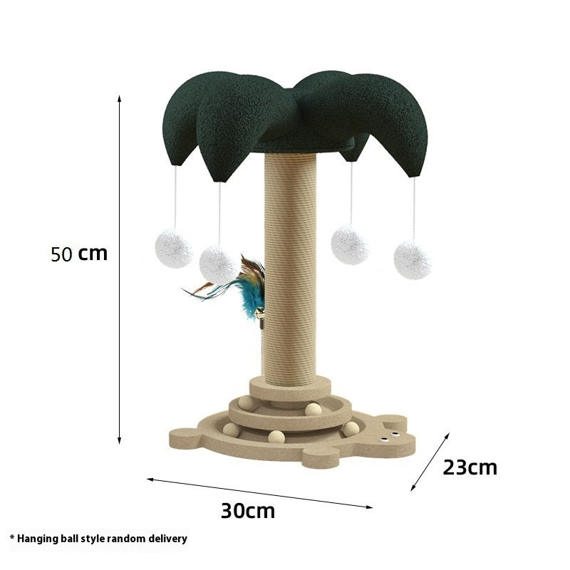 Cat Self-hi Solid Wood Turntable Scratching Post Teaser Durable