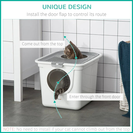 Covered Cat Litter Box Easy Cleaning Kitty With Front Entrance Top