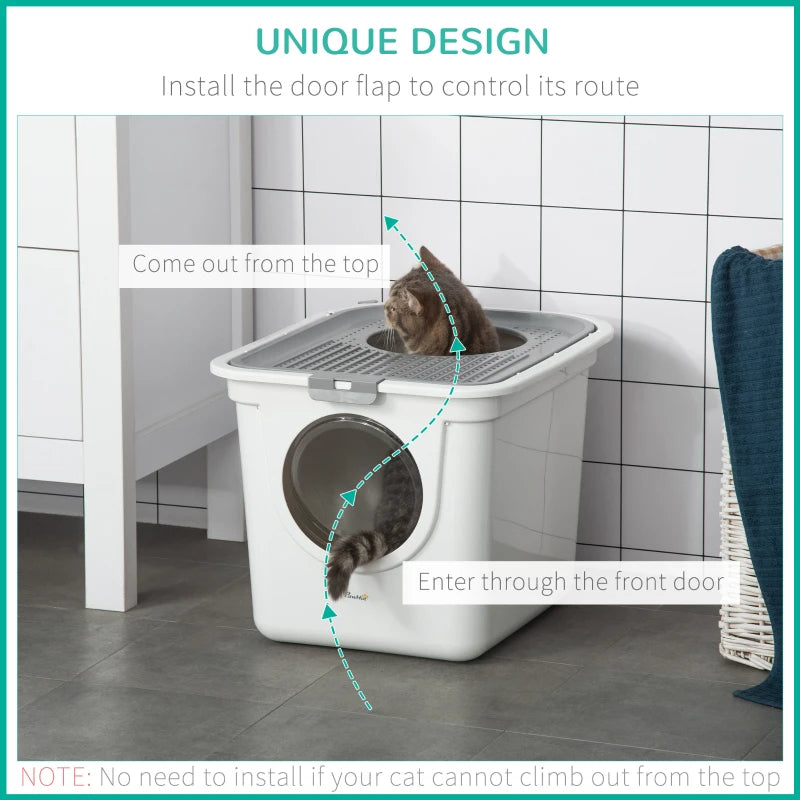 Covered Cat Litter Box Easy Cleaning Kitty With Front Entrance Top