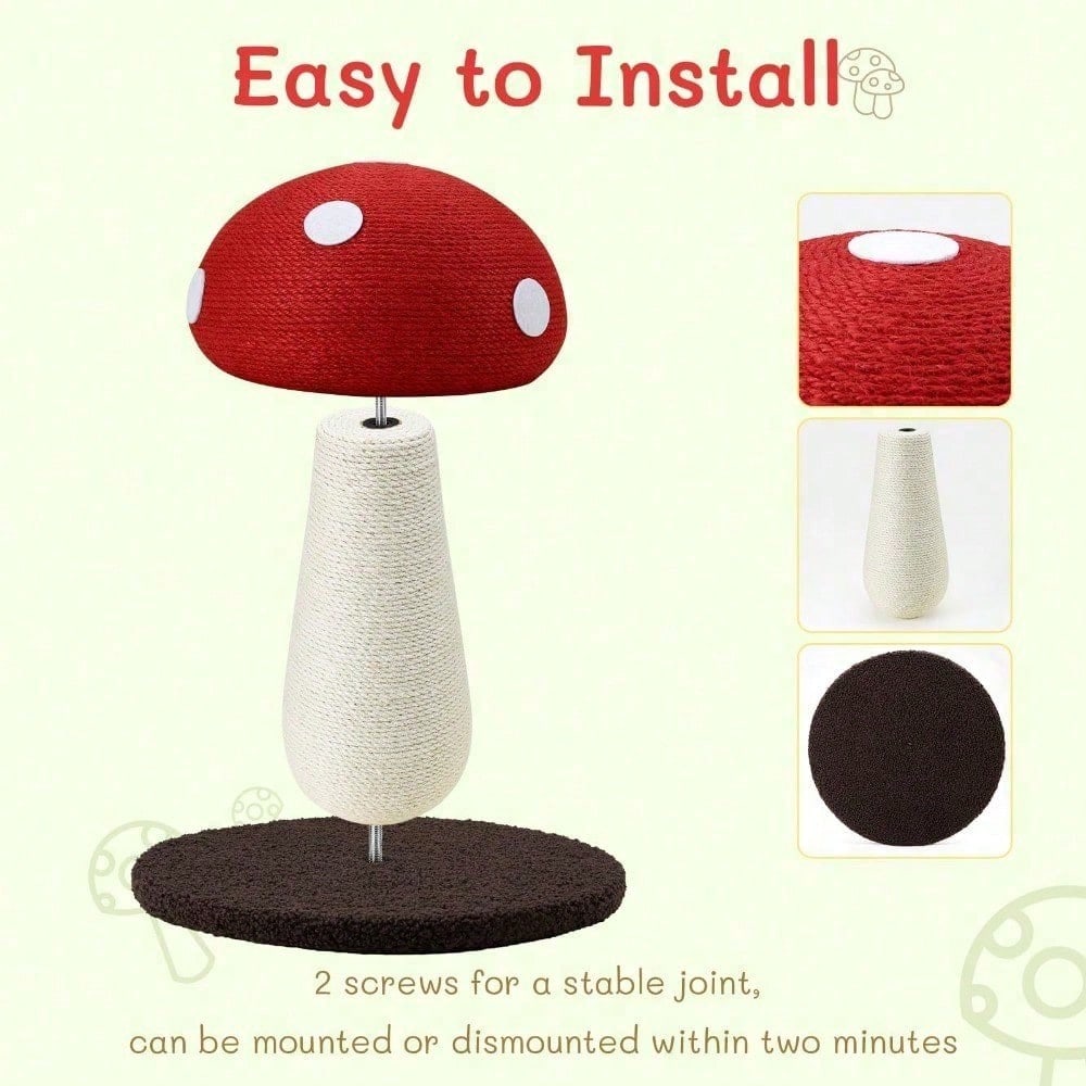 Mushroom Cat Scratching Post Unique Design Sisal Wrapped Ideal