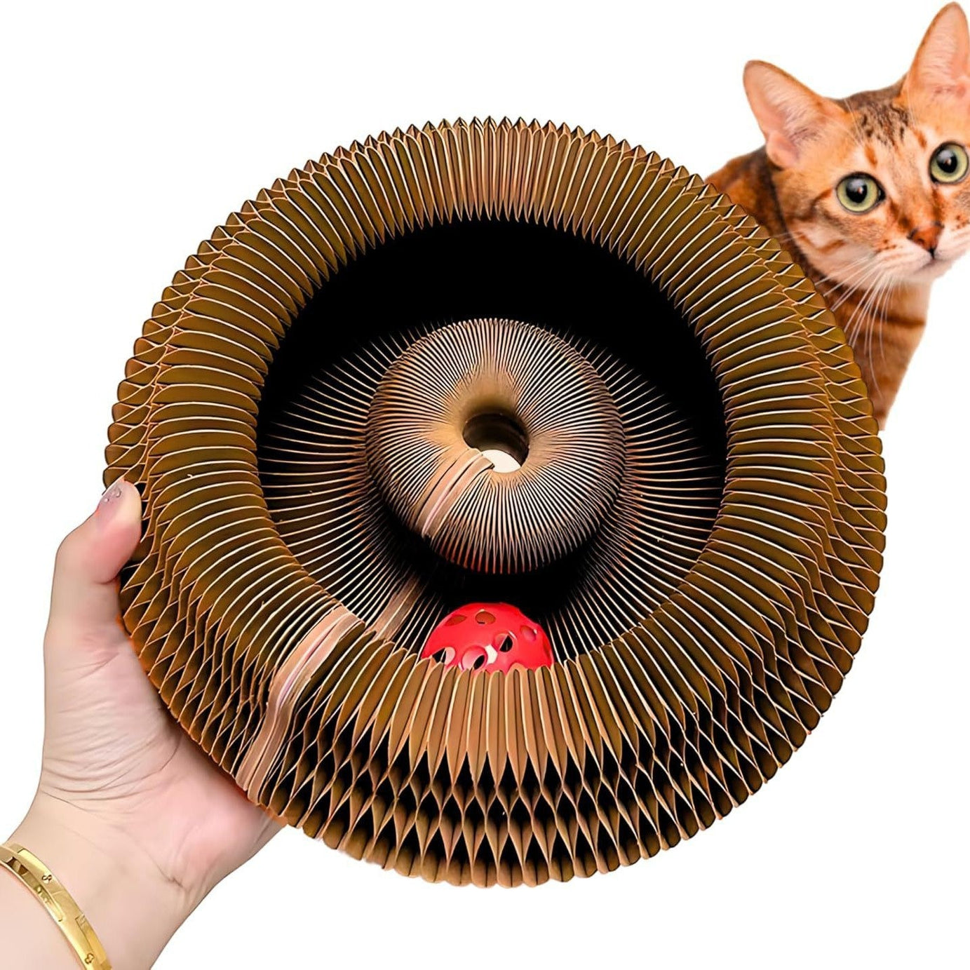 Cat Toy With Bells Accordion-style Scratching Post For Cats