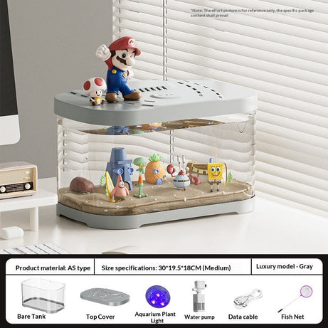 Transparent Plastic Fish Tank Aquarium Terrarium Decoration Office