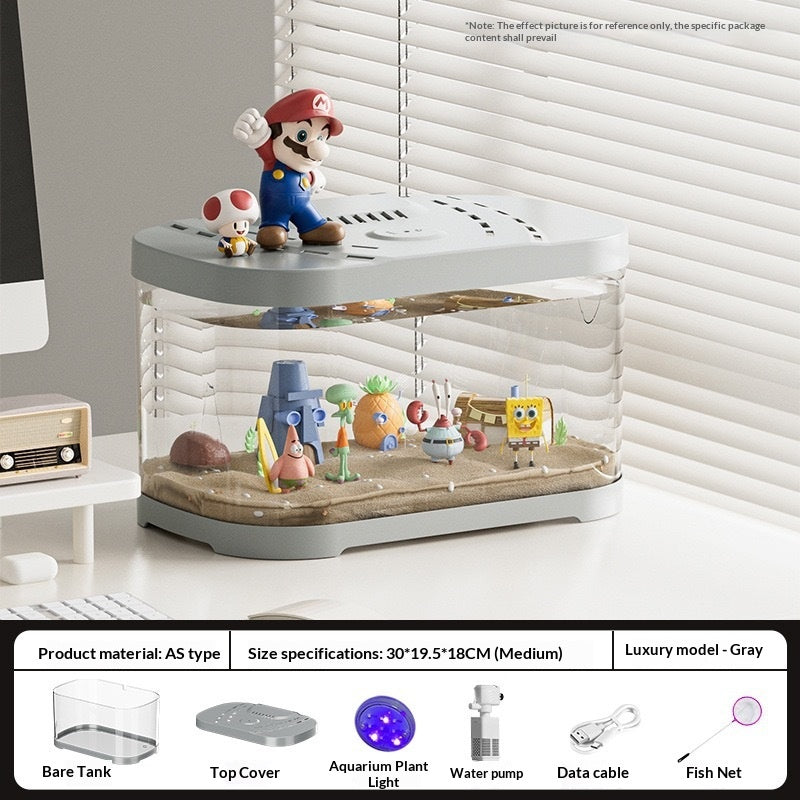Transparent Plastic Fish Tank Aquarium Terrarium Decoration Office