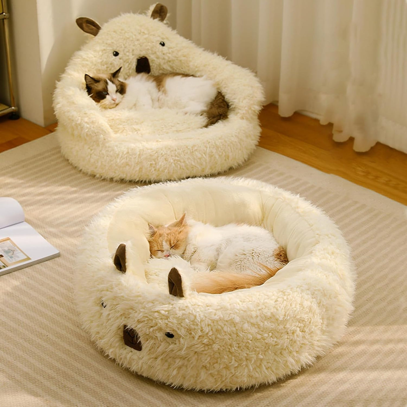Cut Alpaca Pet Bed For Small Medium Large Dogs Cats Calming Dog Cat