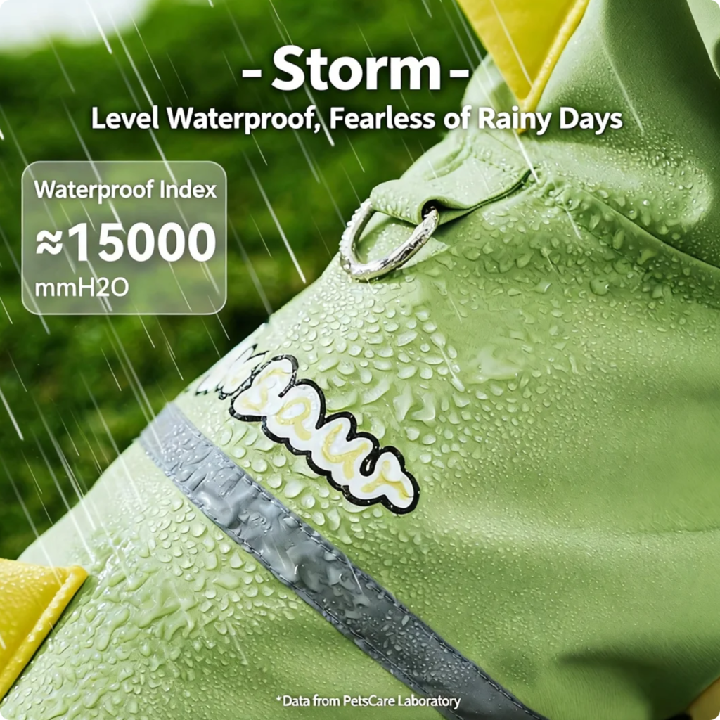 Dog Raincoat Waterproof 4-legged Dinosaur Design With Tail Cover