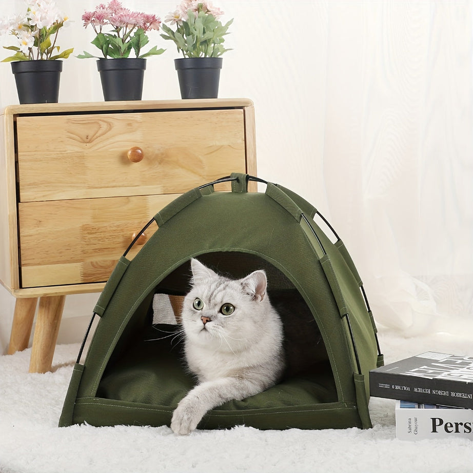 Cat Tent Bed With Removable Non-slip Soft Pad Portable Pet Cave