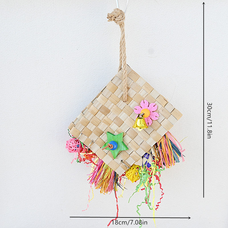 Parrot Bird Toy Palm Leaf Weaving Foraging Bag
