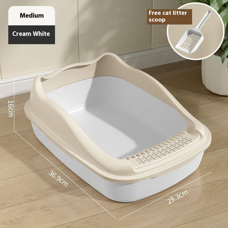 Litter Box Oversized Semi-enclosed Cat Toilet Anti-splash Poop Basin