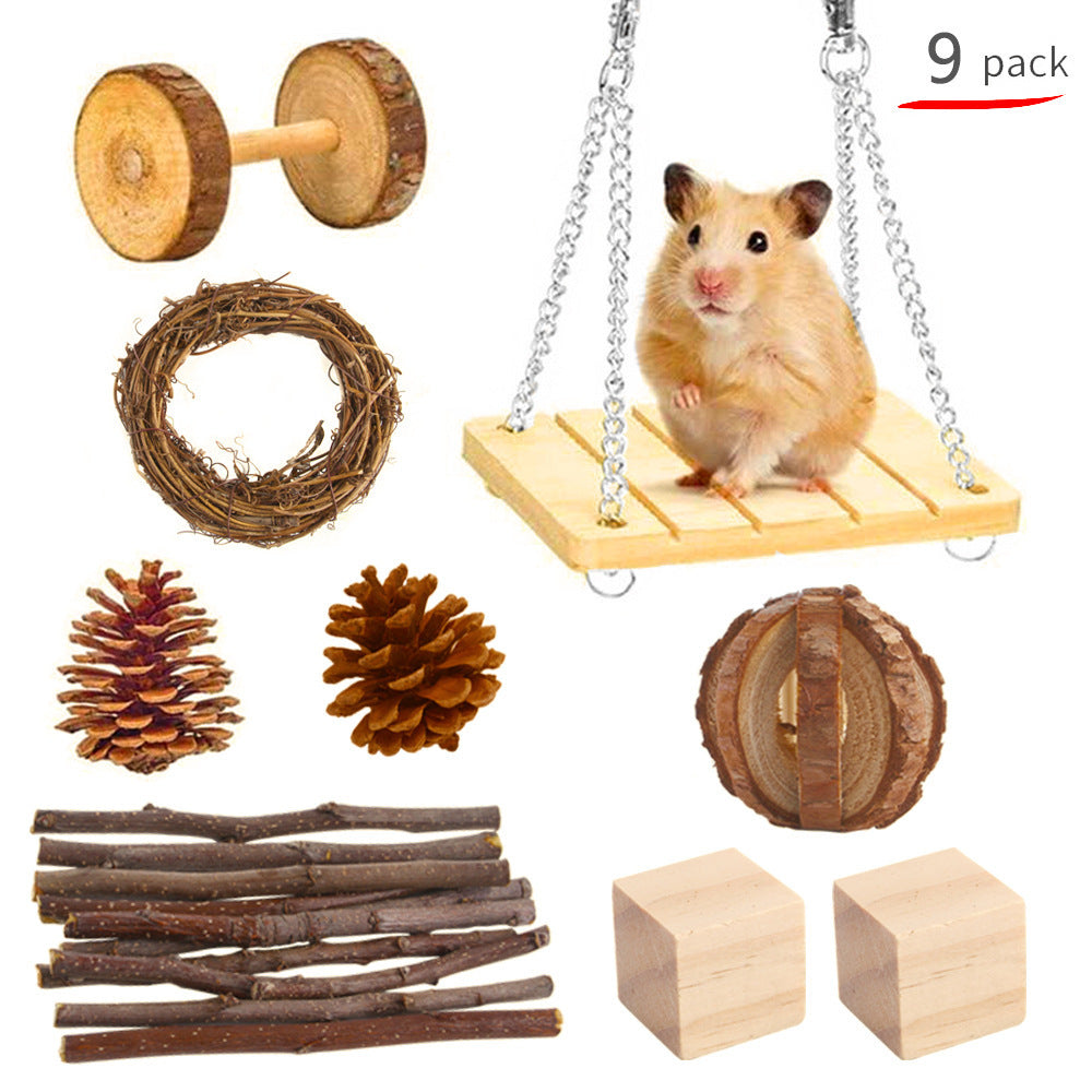 Pet Rabbit Guinea Pig Parrot Playing Molar Wooden Supplies
