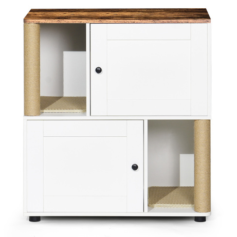 Double Cat Litter Box Enclouse Enclosure For 2 Cats Cabinet