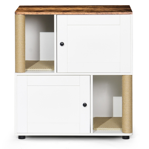 Double Cat Litter Box Enclouse Enclosure For 2 Cats Cabinet