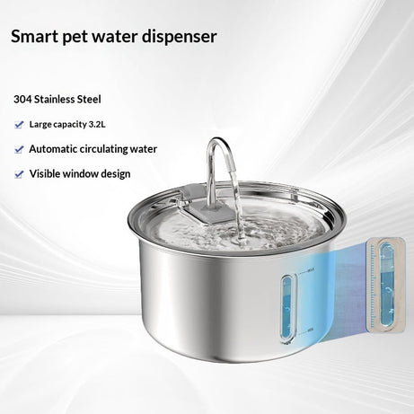 Pet Water Fountain 304 Stainless Steel Cat Dispenser