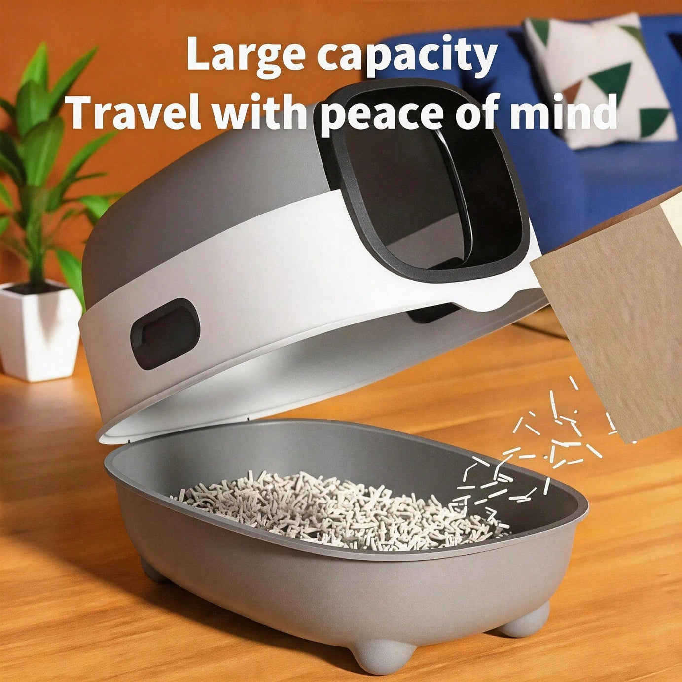 Fully Enclosed Cat Litter Box With Uv Sterilization Odor Control