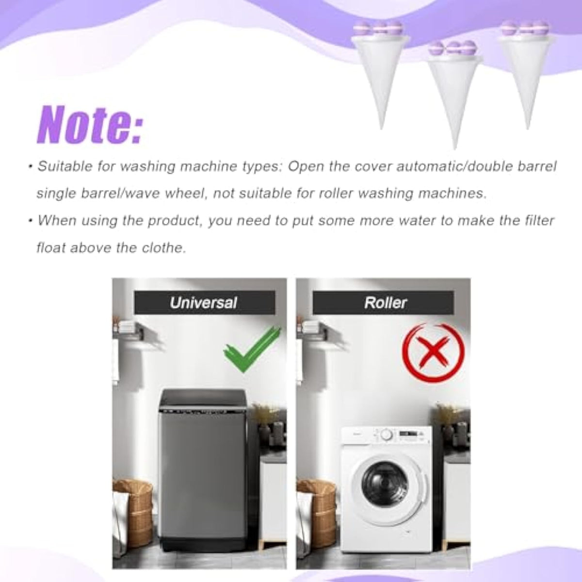 3pcs Floating Hair Filtering Mesh Removal Pet Lint Removers