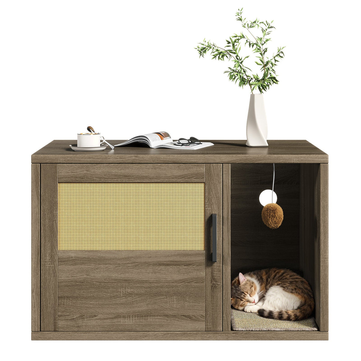 Cat Litter Box Enclosure Furniture Cabinet Odor Control