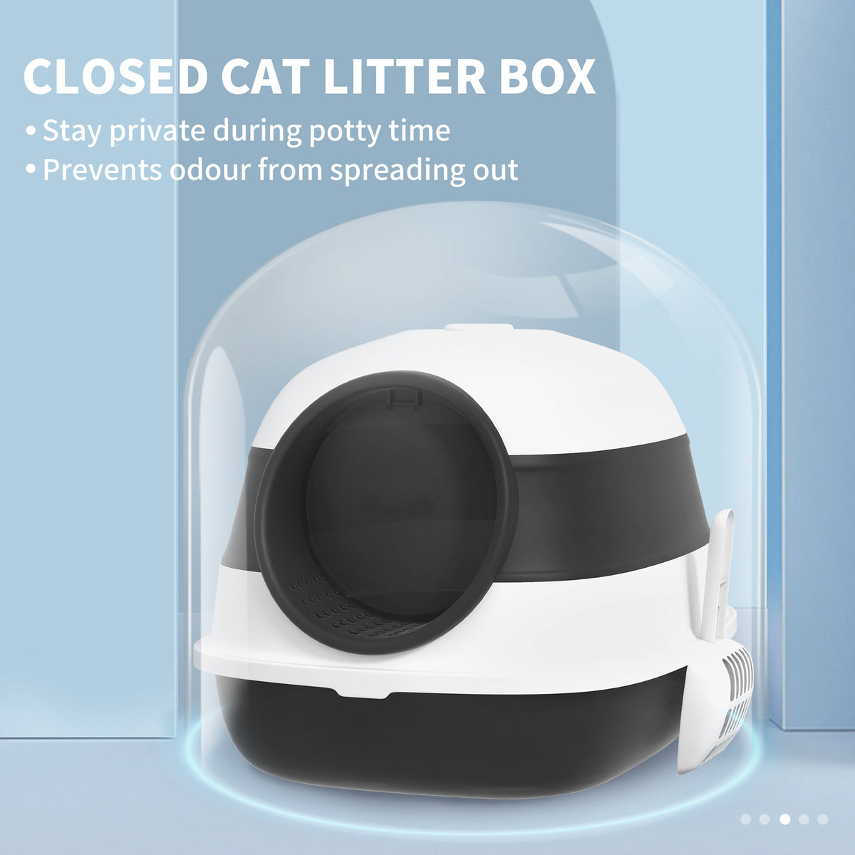 Dome Covered Cat Litter Box With Lid White And Black