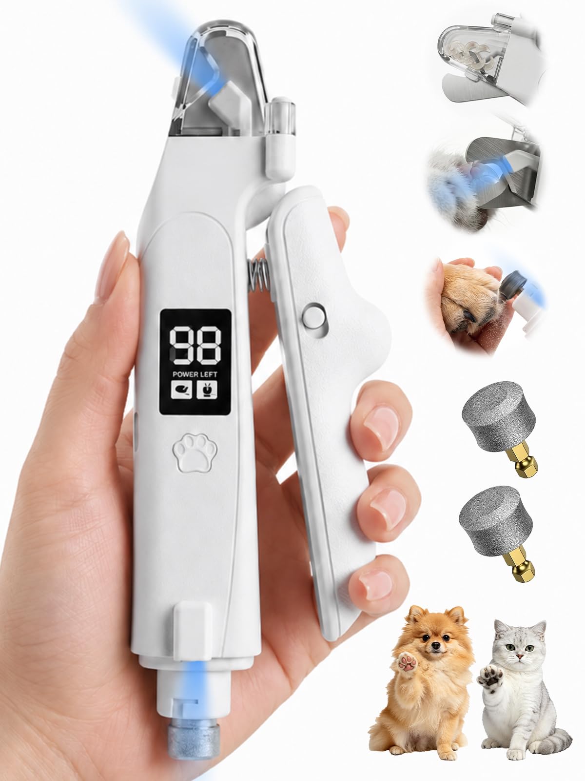Dog Nail Clippers With Light 2-in-1 Clipper Grinder Trimmer