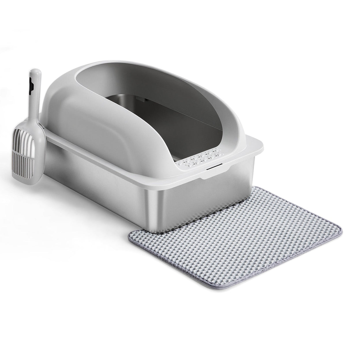 Stainless Steel Cat Litter Box With Lid Large For Big Cats Scoop