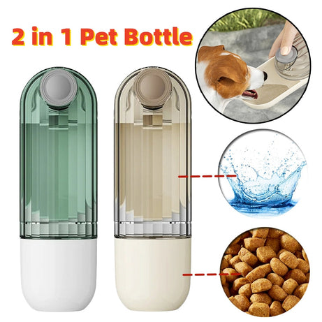 2-in-1 Pet Water Cup Segment Design Green Dog Walking Portable