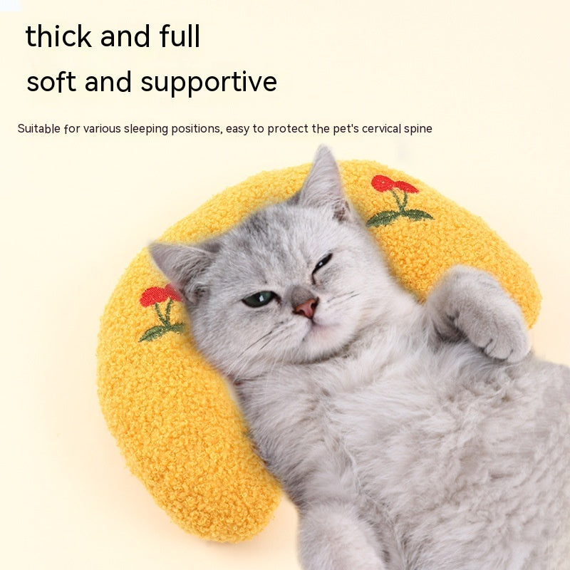 Little Pillow For Cats Fashion Neck Protector Deep Sleep Puppy (Blue & Blue1)