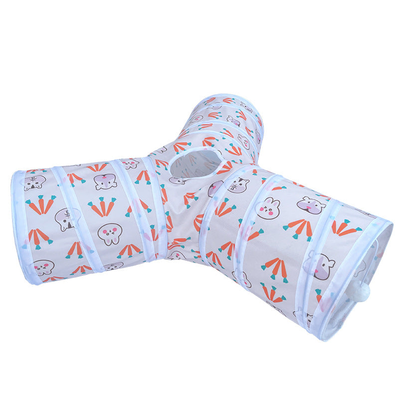 Rabbit Cat Tunnel Suede Three Channel Foldable Pet Supplies
