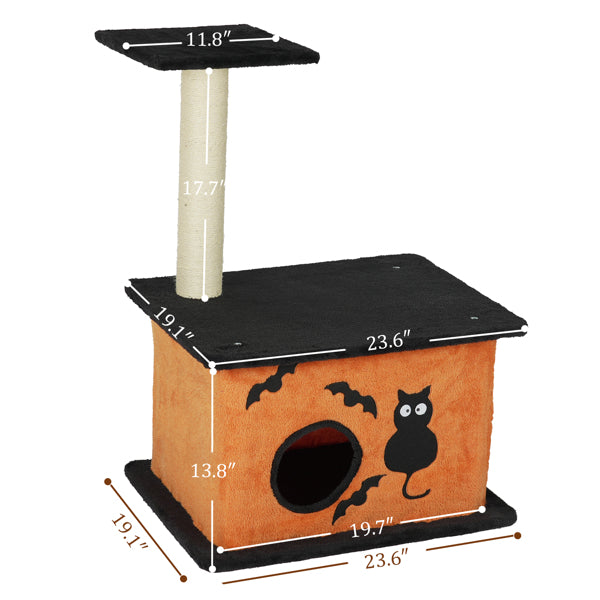 33inch Halloween Cat Tree Tower For Indoor Cats With Spacious Condo