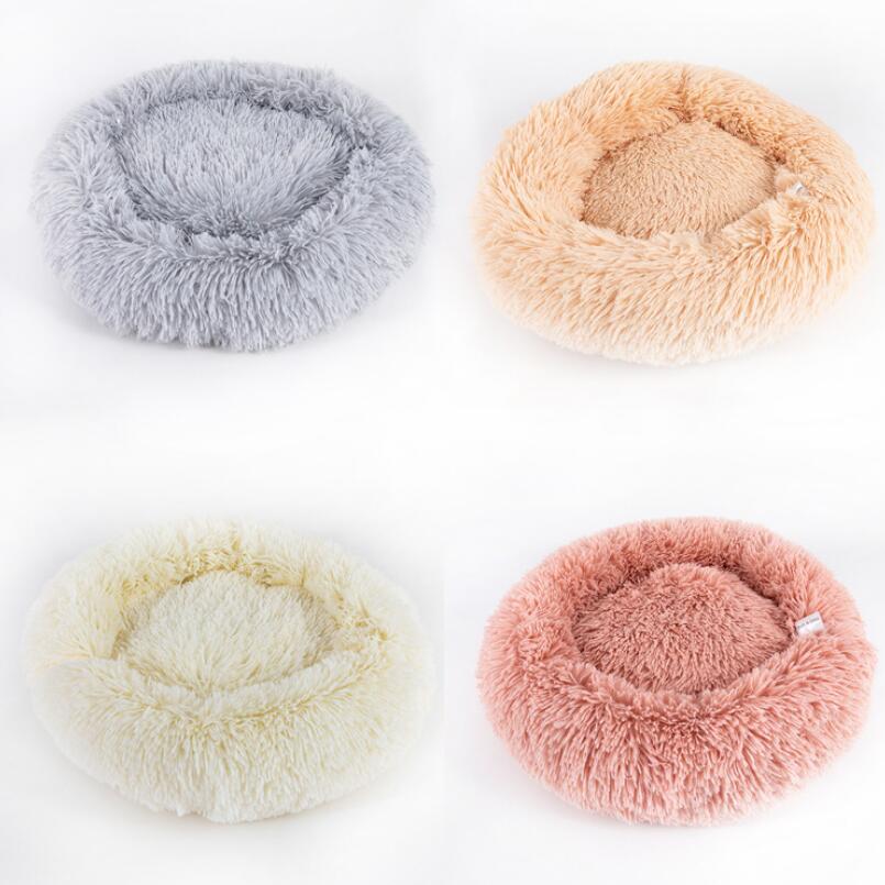 Dog Beds For Small Dogs Round Plush Cat Litter Kennel Pet Nest Mat (Navy Blue & Tiedye Sky Blue)