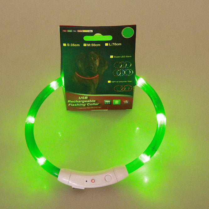 Pet Flashing Collar USB Rechargeable Glowing Necklace Safety Light