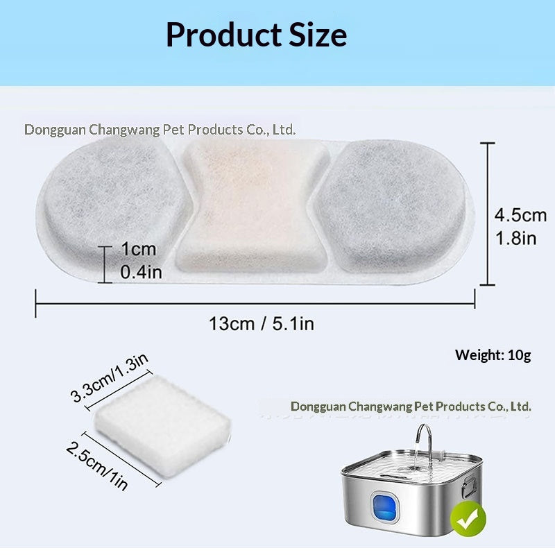 Stainless Steel Pet Water Fountain Filter Cartridge Feeder