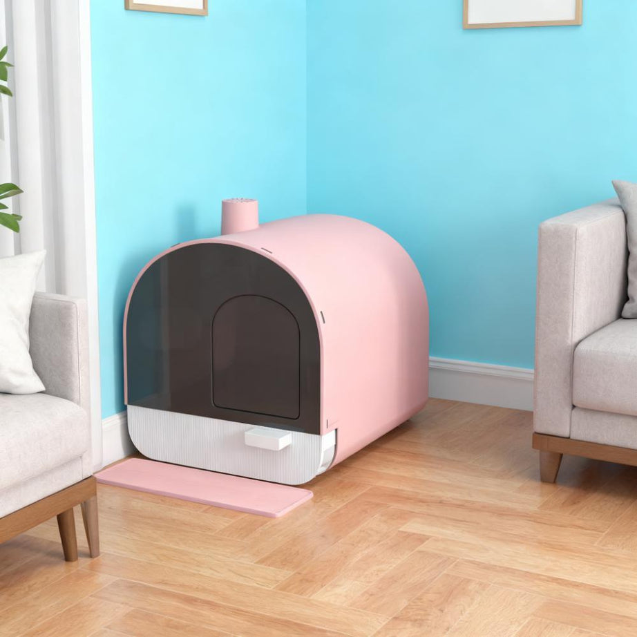Pink Cat Litter Box With Lid With Scoop And Filter