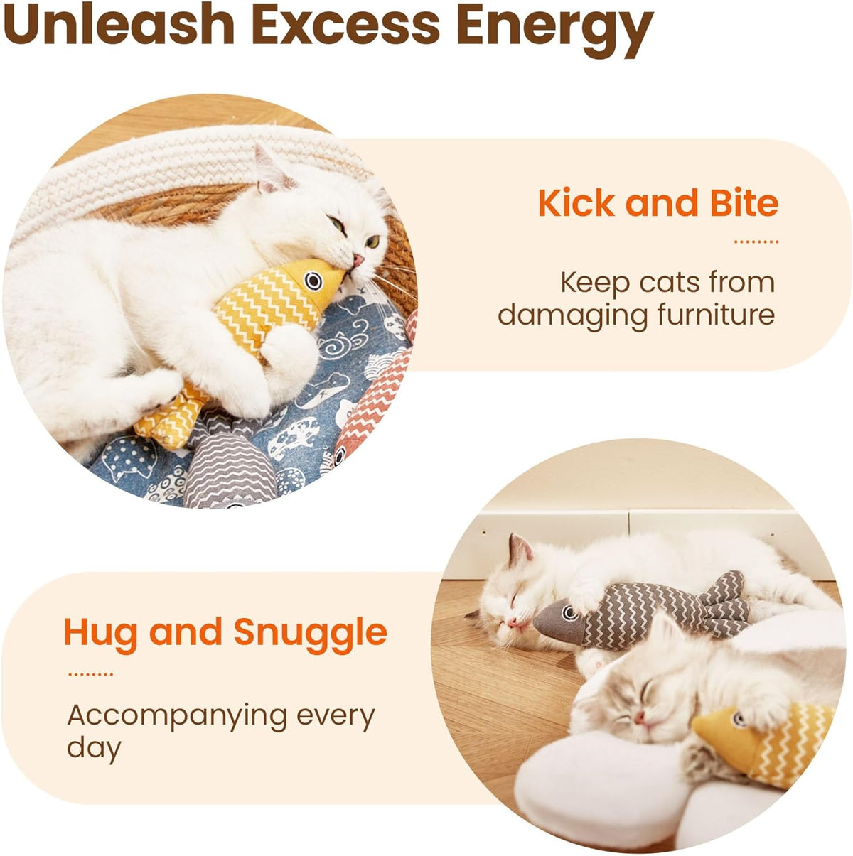 3 Pcs Catnip Toys Fish Cat Self Play For Indoor Cats And Kitten Toy