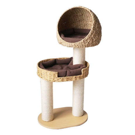 Green Song Woven Cat Climbing Frame With Thick Posts Tree Bed