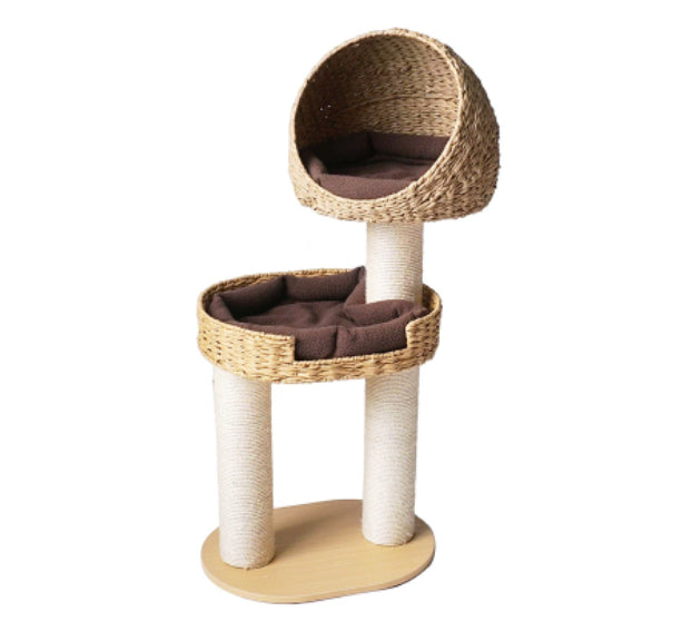 Green Song Woven Cat Climbing Frame With Thick Posts Tree Bed