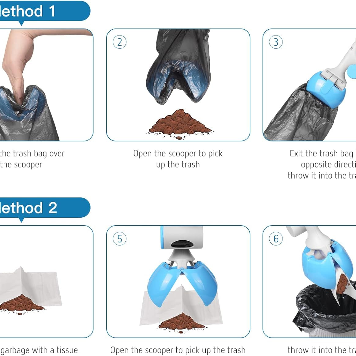 Pet Pooper Scooper For Dogs And Cats With Trash Bags Holder