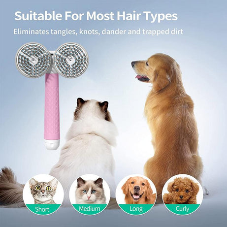 Pet Cat Brush Dog Slicker Double-headed Negative Ion One-button