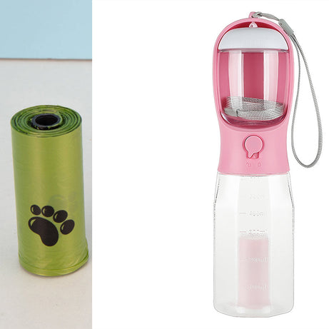 Portable Cat Dog Water Bottle Food Feeder Drinker Poop Dispenser 3