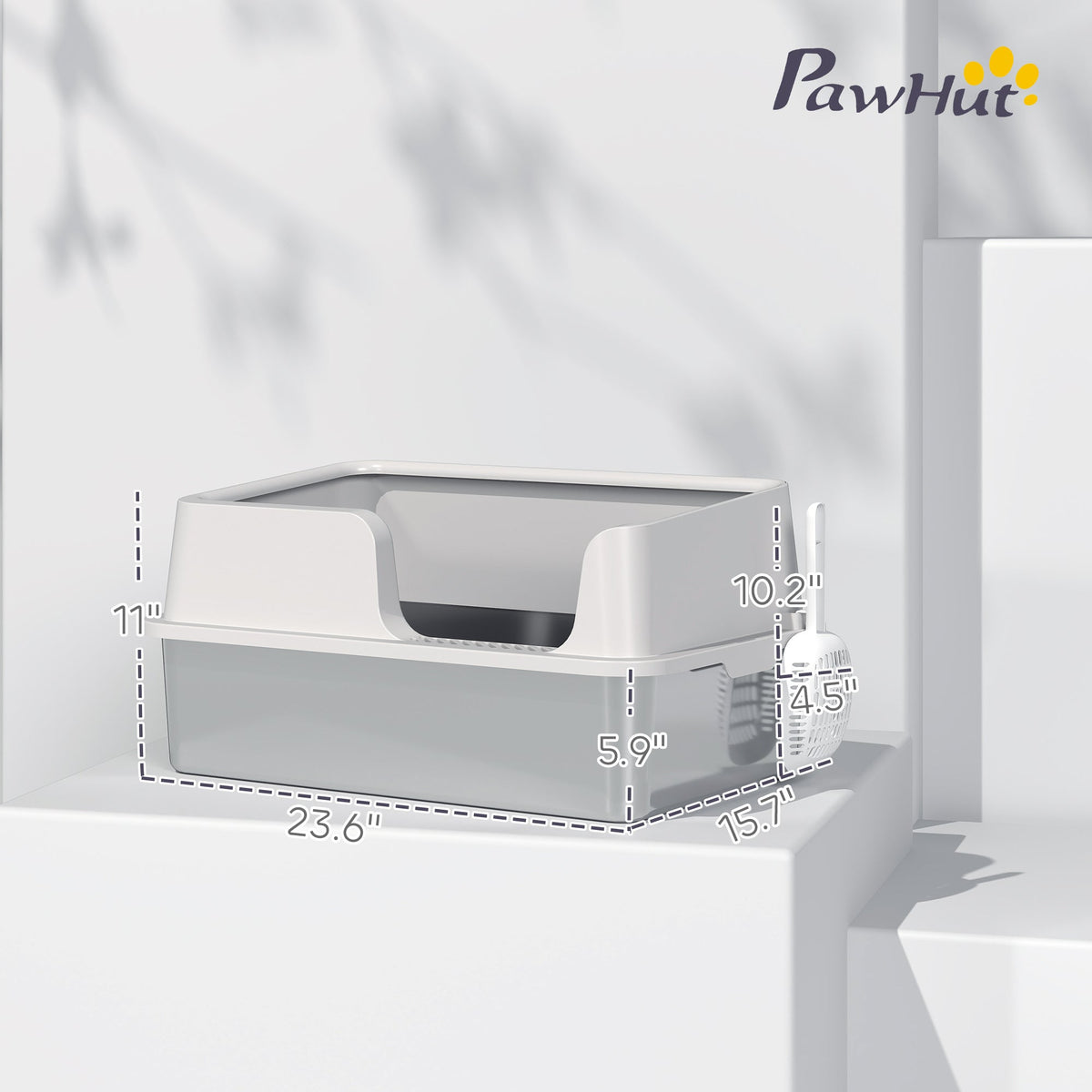 Stainless Steel Litter Box With High Side Scoop Easy Cleaning