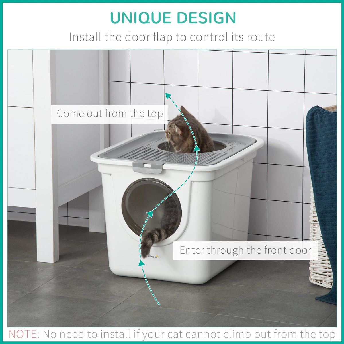 Pawhut Cat Litter Box Pet Toilet Enclosed Kitten Pan With Front