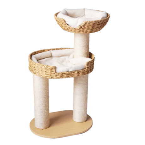 Green Song Woven Cat Climbing Frame With Thick Posts Tree Bed
