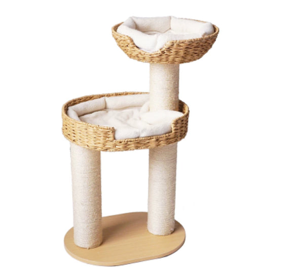 Green Song Woven Cat Climbing Frame With Thick Posts Tree Bed